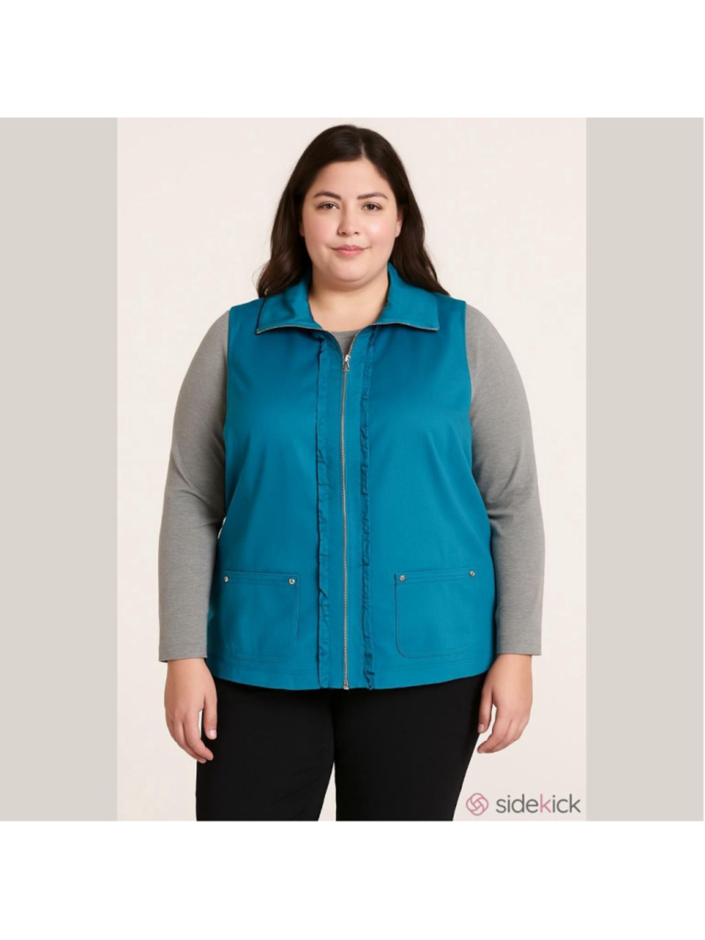 Christopher & Banks Vest Size 1X Teal Sleeveless Zip Up New